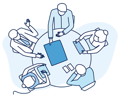 illustration--coworkers round table