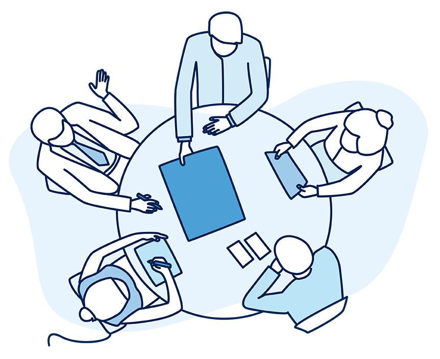 illustration--coworkers round table