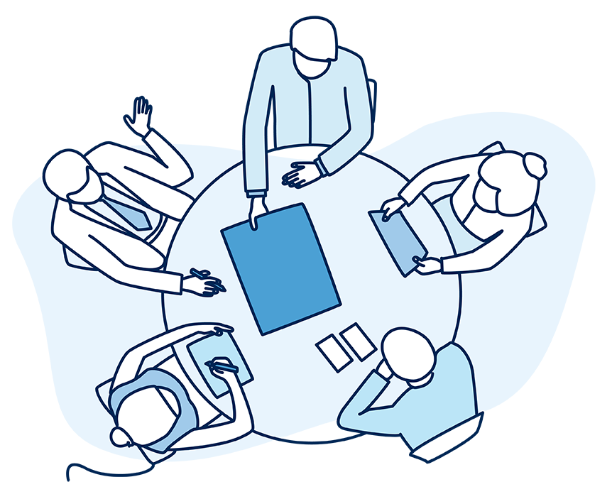 illustration--coworkers round table