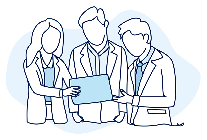 illustration--team people tablet coworkers illustration--team people tablet coworkers